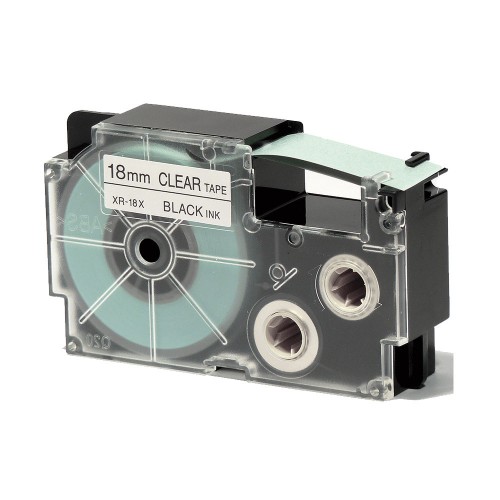 Casio EzLabel Tape Cartridge 18mm, Black on Clear (XR18X1)
